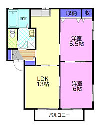 ハイツハーモニA 2LDKの間取図画像