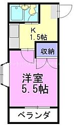 メゾン御幸 1Kの間取図画像