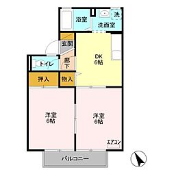ニュードリームハイツB 2DKの間取図画像