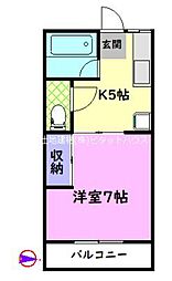 コモード石井町1 1DKの間取図画像