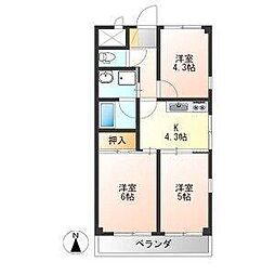 ピアジオ東簗瀬 3Kの間取図画像