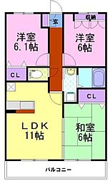 ハイツ・アムール 3LDKの間取図画像