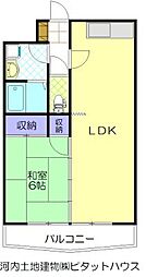 コーポサンライズ 1LDKの間取図画像