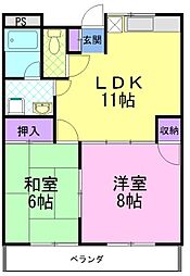 コーポ高幸 2LDKの間取図画像