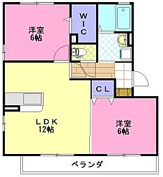 グランドキャッスルFUKUCHIB棟 2LDKの間取図画像