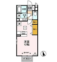レジェンドワコーB ワンルームの間取図画像
