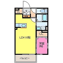 メゾン・ド・ウイステアリアL 1LDKの間取図画像