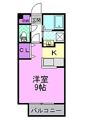 アンソレイエF 1Kの間取図画像