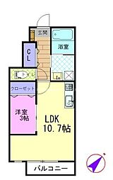 エンジェル 1LDKの間取図画像
