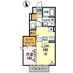ヴァイアD 1LDKの間取図画像