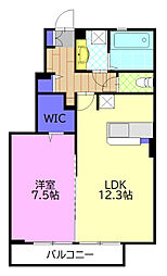 グランドテラスA 1LDKの間取図画像