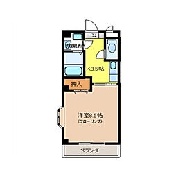 メゾンドカンパーニュ 1Kの間取図画像