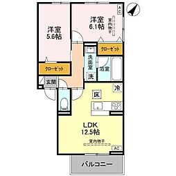 セジュールグリーンかなで 2LDKの間取図画像