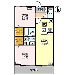CLASSEUM元今泉 2LDKの間取図画像