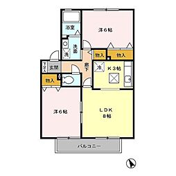 ディアコートA 2LDKの間取図画像