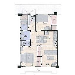 城東マンション 2LDKの間取図画像