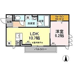 サンライトハイム陽東 1LDKの間取図画像