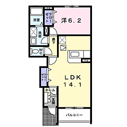 メゾンオーブB 1LDKの間取図画像