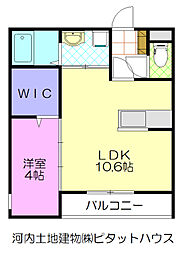 MM93 1LDKの間取図画像