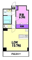 アドラール 1LDKの間取図画像