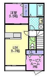 Art  of  Life宝木 1SLDKの間取図画像