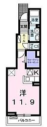 グランツB ワンルームの間取図画像