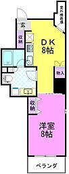 ザ・レジデンス宇都宮 1DKの間取図画像