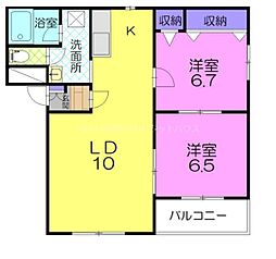 ピュアライフ佐藤 2LDKの間取図画像