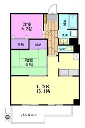 サンポワール宇都宮 2LDKの間取図画像