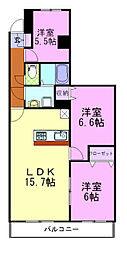 中今泉ヴィラージュマンション 3LDKの間取図画像