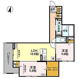 D-Imparable 303 3階2LDKの間取り