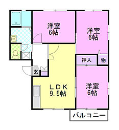マロニエタウン錦B 3LDKの間取図画像