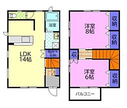 宇都宮市竹林町アパート 2LDKの間取図画像