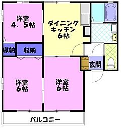 モデラートA 3DKの間取図画像