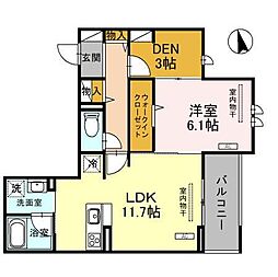 D-blanc 1LDKの間取図画像
