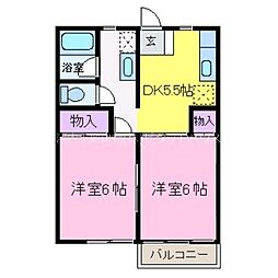 コーポ近江B棟 2DKの間取図画像