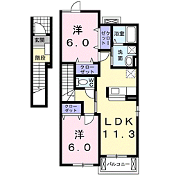 クラールハイムD 2LDKの間取図画像