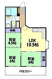 元今泉ハイタウン 3LDKの間取図画像