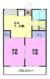 エスポワールC 2DKの間取図画像