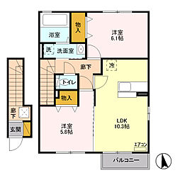 フォレストガーデンB 2LDKの間取図画像