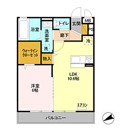 シャトード新 1LDKの間取図画像
