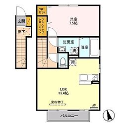 シャルムコートB 1LDKの間取図画像
