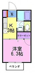 ジュネスルミエール 1Kの間取図画像