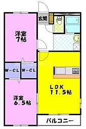 ヴィラ・コウヨウA 2LDKの間取図画像