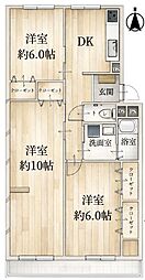 大宮第四コーポA棟 3DKの間取図画像