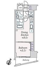 デュオ・スカーラ市ヶ谷 1DKの間取図画像