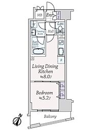 デュオ・スカーラ市ヶ谷 1LDKの間取図画像