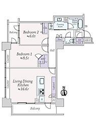 ライオンズ四谷タワーゲート 2LDKの間取図画像