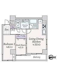 ライオンズマンション半蔵門 1LDKの間取図画像