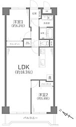 シャルマンコーポ藤沢 2LDKの間取図画像